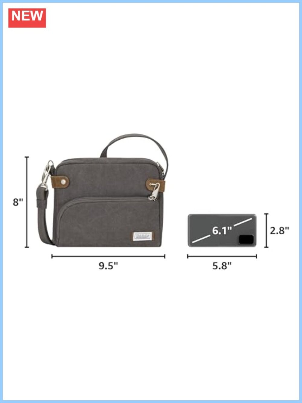 Anti-Theft Crossbody Bag Cotton Canvas Suede Travel Purse - Picture 2 of 6